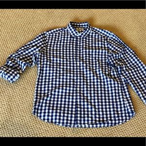 Burberry Brit Mens Large Blue Gingham Plaid Shirt